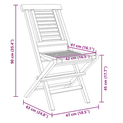 vidaXL Folding Garden Chair | Set of 2 | Teak | Solid teak wood | Standard