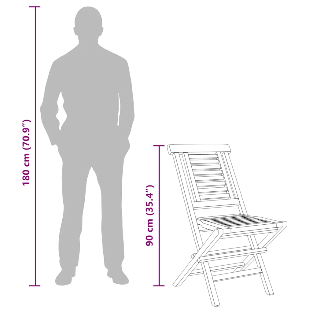 vidaXL Folding Garden Chair | Set of 2 | Teak | Solid teak wood | Standard