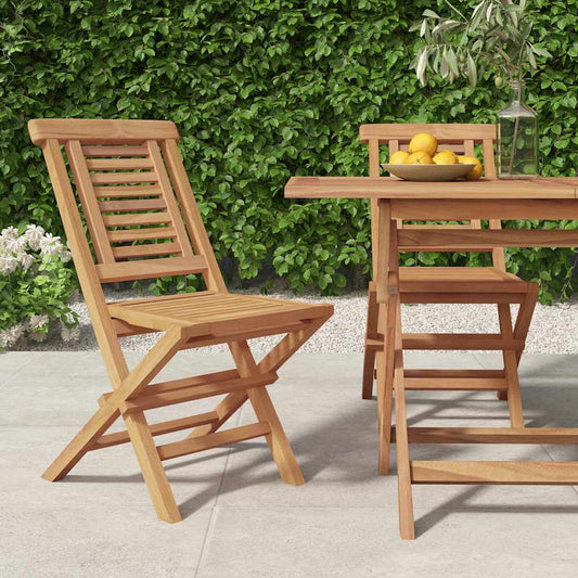 vidaXL Folding Chairs 2 pcs 47x63x90 cm Solid Wood Teak