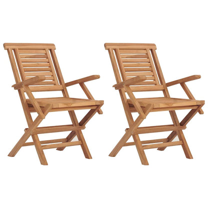 vidaXL Folding Garden Chair | Set of 2 | Natural teak | Solid teak wood | Medium