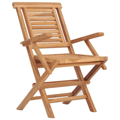 vidaXL Folding Garden Chair | Set of 2 | Natural teak | Solid teak wood | Medium