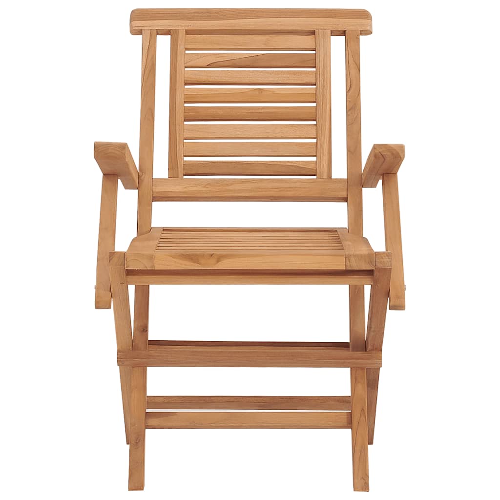 vidaXL Folding Garden Chair | Set of 2 | Natural teak | Solid teak wood | Medium
