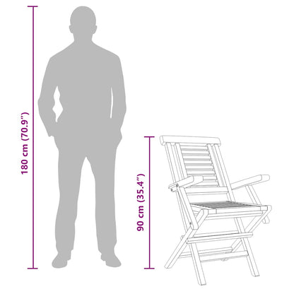 vidaXL Folding Garden Chair | Set of 2 | Natural teak | Solid teak wood | Medium