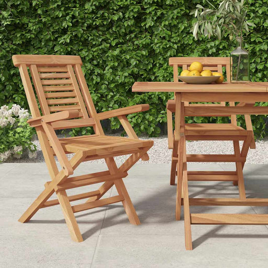 vidaXL Folding Chairs 2 pcs 56x63x90 cm Solid Wood Teak