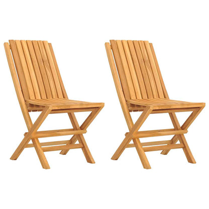 vidaXL Folding Garden Chair | Set of 2 | Teak | Solid Teak Wood | Medium