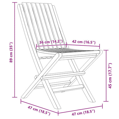 vidaXL Folding Garden Chair | Set of 2 | Teak | Solid Teak Wood | Medium