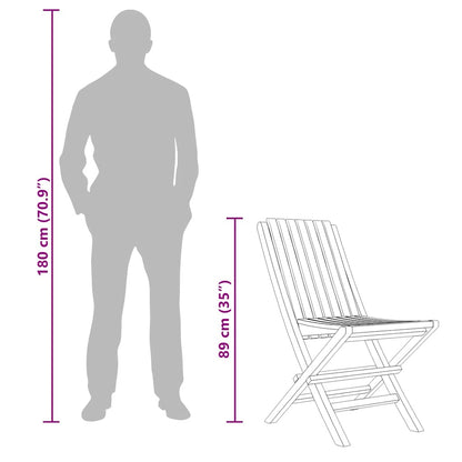 vidaXL Folding Garden Chair | Set of 2 | Teak | Solid Teak Wood | Medium