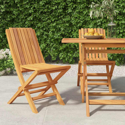 vidaXL Folding Garden Chair | Set of 2 | Teak | Solid Teak Wood | Medium