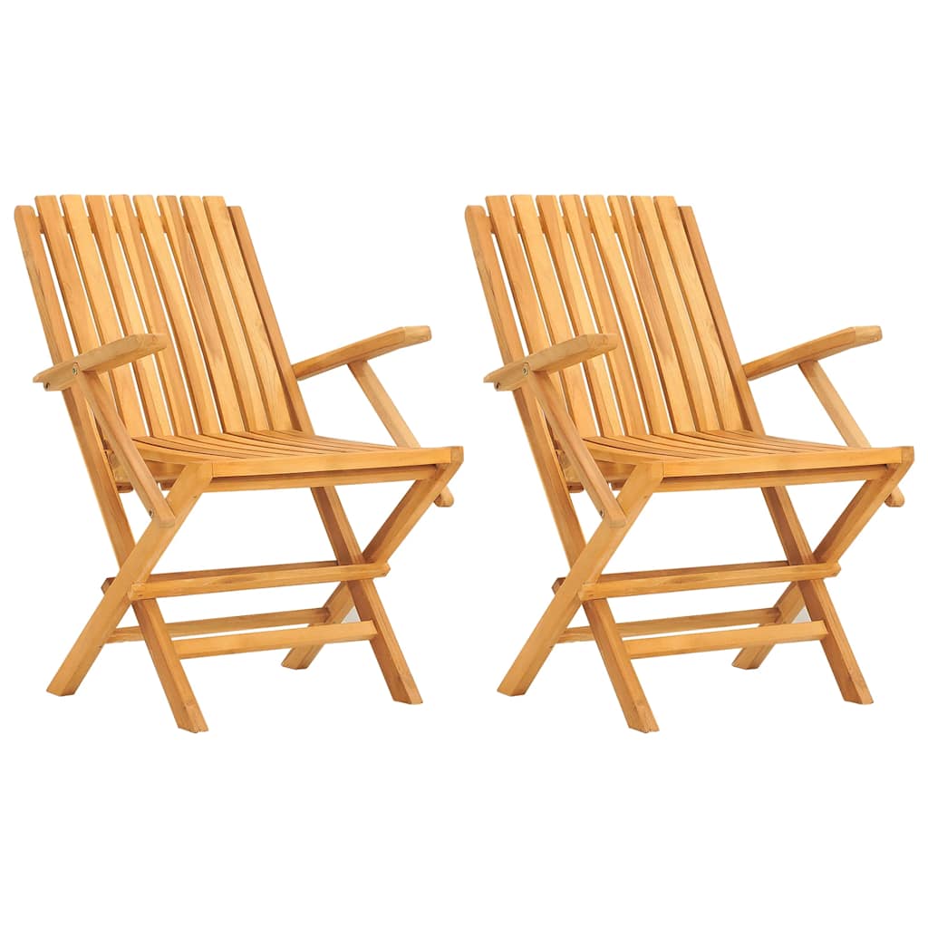 vidaXL Folding Garden Chair | Set of 2 | Teak | Solid teak wood | Standard