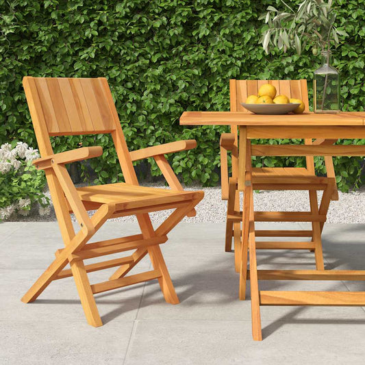 vidaXL Folding Chairs 2 pcs 55x61x90 cm Solid Wood Teak