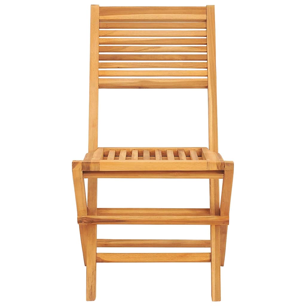 vidaXL Folding Garden Chair | Set of 2 | Natural Wood | Solid Teak Wood | Medium