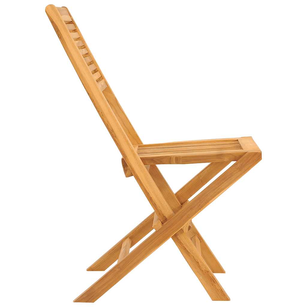 vidaXL Folding Garden Chair | Set of 2 | Natural Wood | Solid Teak Wood | Medium
