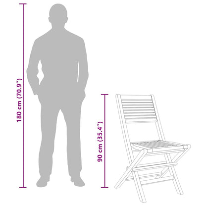 vidaXL Folding Garden Chair | Set of 2 | Natural Wood | Solid Teak Wood | Medium