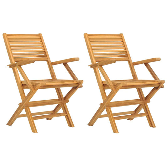 vidaXL Folding Chairs 2 pcs 55x62x90 cm Solid Wood Teak