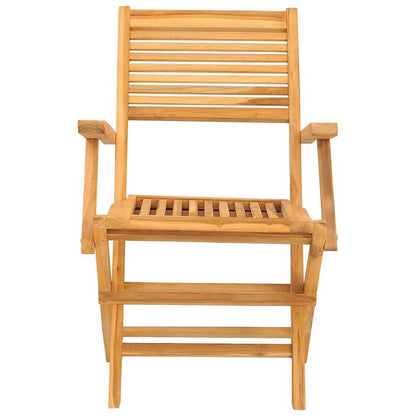 vidaXL Folding Garden Chair | Set of 2 | Natural Teak | Solid teak wood