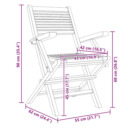 vidaXL Folding Garden Chair | Set of 2 | Natural Teak | Solid teak wood