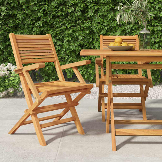 vidaXL Folding Chairs 2 pcs 55x62x90 cm Solid Wood Teak