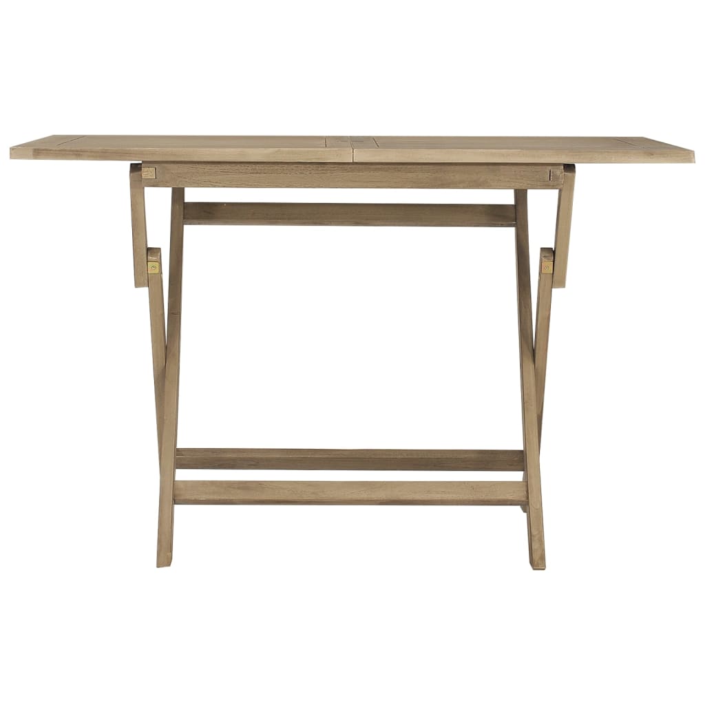 vidaXL Folding Garden Table Grey 120x70x75 cm Solid Wood Teak