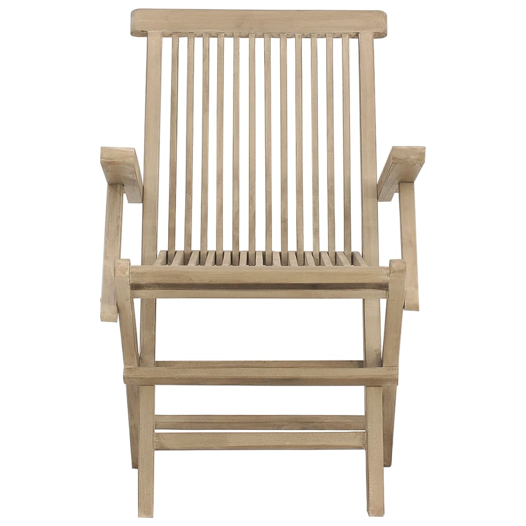 vidaXL Folding Garden Chair | Set of 2 | Grey | Solid teak wood | Adjustable