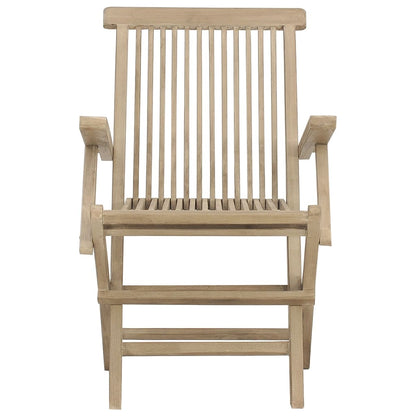 vidaXL Folding Garden Chair | Set of 2 | Grey | Solid teak wood | Adjustable