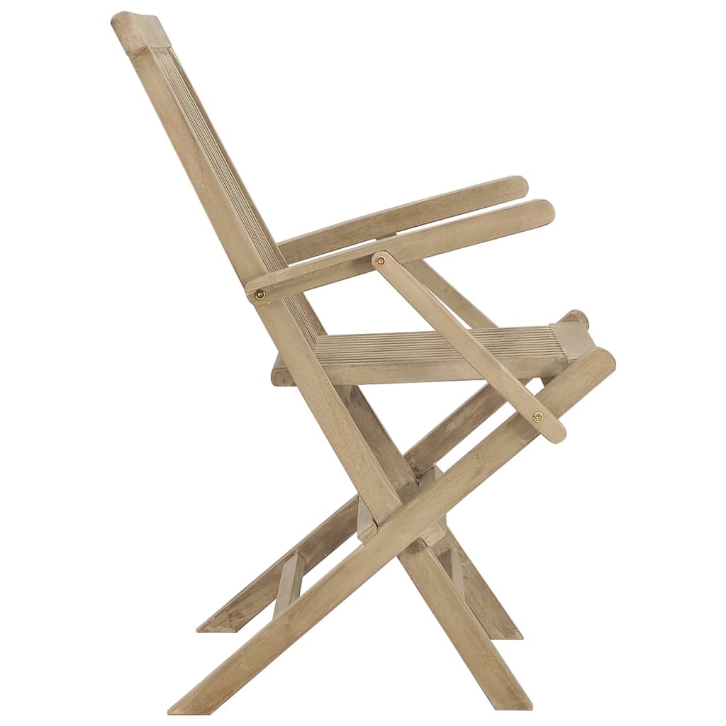 vidaXL Folding Garden Chair | Set of 2 | Grey | Solid teak wood | Adjustable