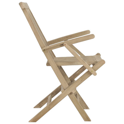 vidaXL Folding Garden Chair | Set of 2 | Grey | Solid teak wood | Adjustable