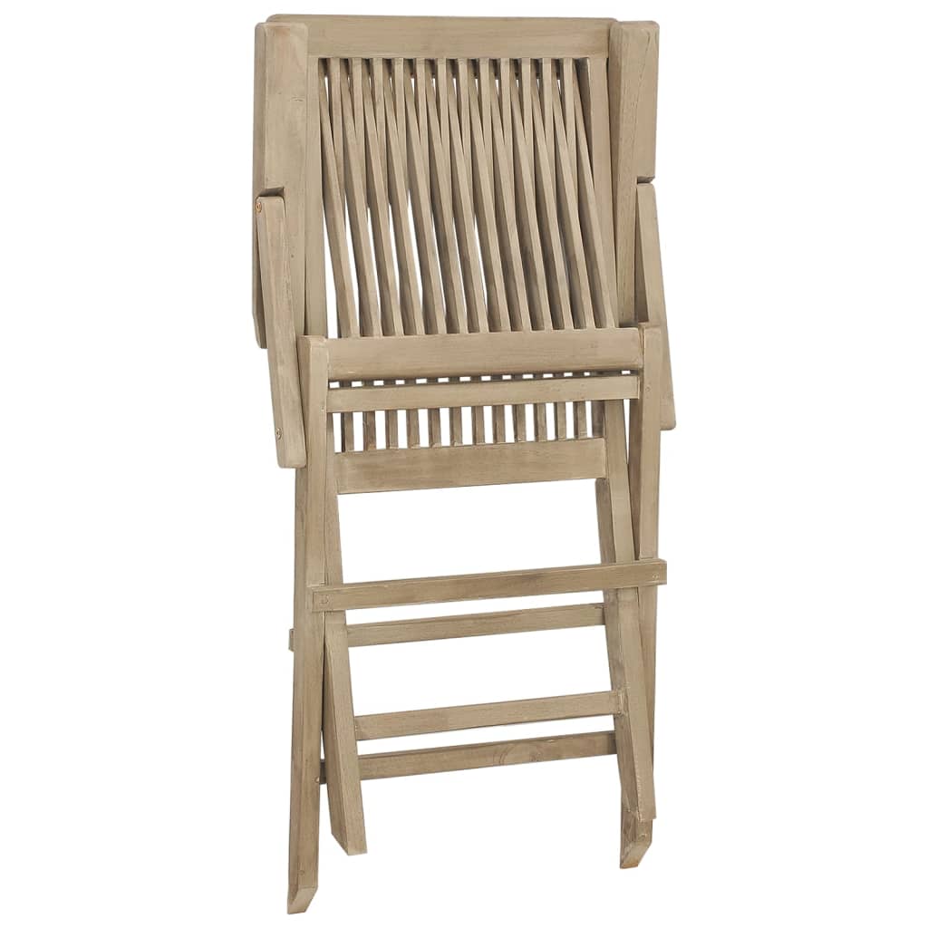 vidaXL Folding Garden Chair | Set of 2 | Grey | Solid teak wood | Adjustable