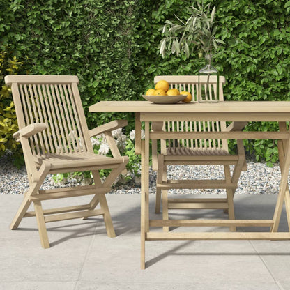 vidaXL Folding Garden Chair | Set of 2 | Grey | Solid teak wood | Adjustable