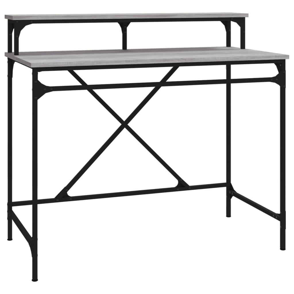 vidaXL Desk Grey Sonoma 100x50x90 cm Engineered Wood and Iron
