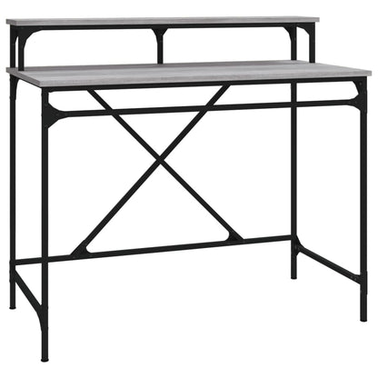vidaXL Desk Grey Sonoma 100x50x90 cm Engineered Wood and Iron