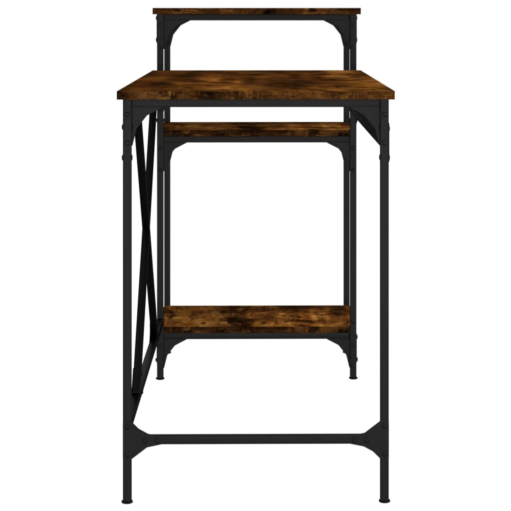 vidaXL Desk with Shelves Smoked Oak 135x50x90 cm Engineered Wood&Iron