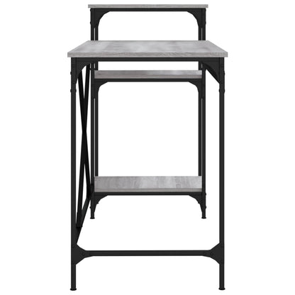 vidaXL Desk with Shelves Grey Sonoma 135x50x90 cm Engineered Wood&Iron