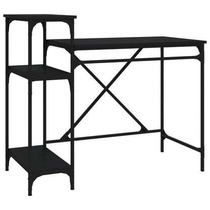 vidaXL Desk with Shelves Black 105x50x90 cm Engineered Wood&Iron