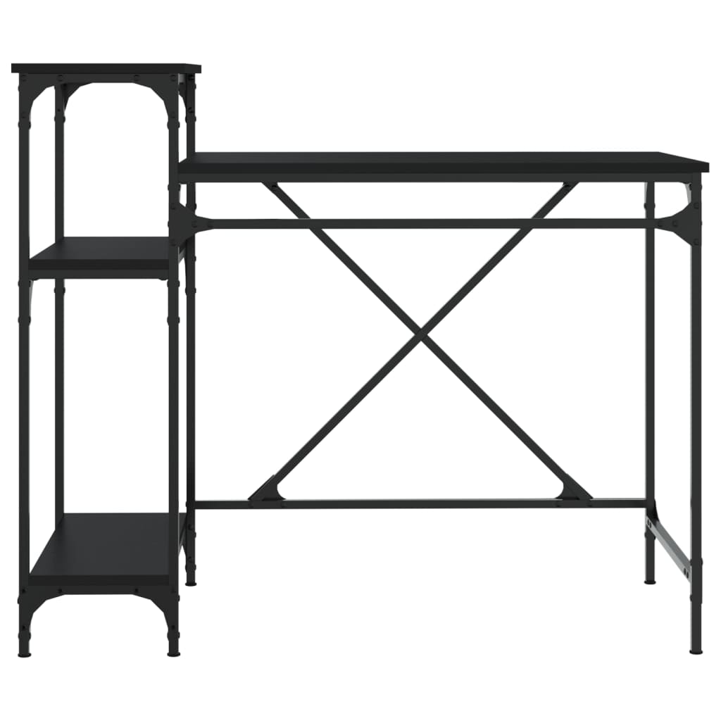 vidaXL Desk with Shelves Black 105x50x90 cm Engineered Wood&Iron