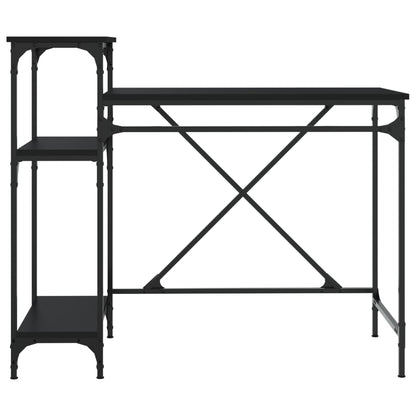 vidaXL Desk with Shelves Black 105x50x90 cm Engineered Wood&Iron