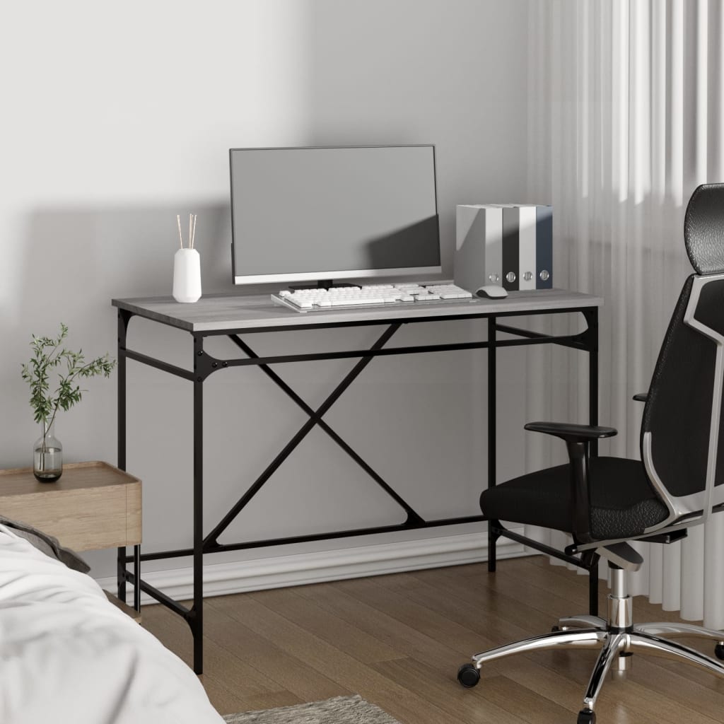 vidaXL Desk Grey Sonoma 100x50x75 cm Engineered Wood and Iron