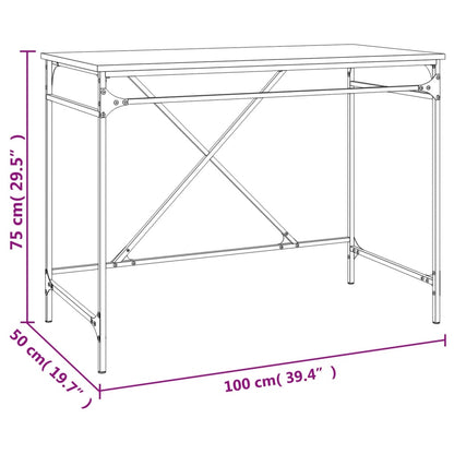 vidaXL Desk Grey Sonoma 100x50x75 cm Engineered Wood and Iron