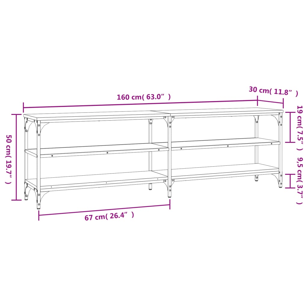 vidaXL TV Cabinet Sonoma Oak 160x30x50 cm Engineered Wood
