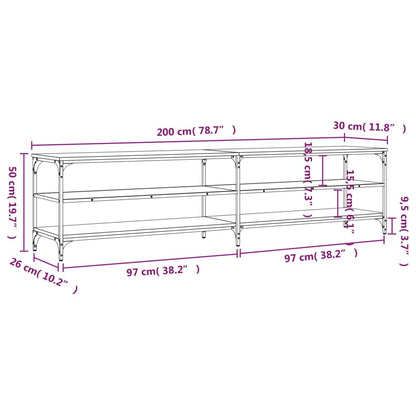 vidaXL TV Cabinet Sonoma Oak 200x30x50 cm Engineered Wood and Metal