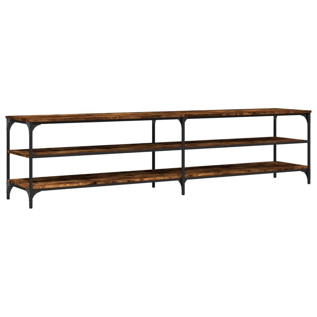 vidaXL TV Cabinet Smoked Oak 200x30x50 cm Engineered Wood and Metal