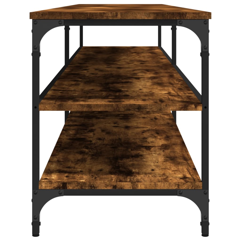 vidaXL TV Cabinet Smoked Oak 200x30x50 cm Engineered Wood and Metal