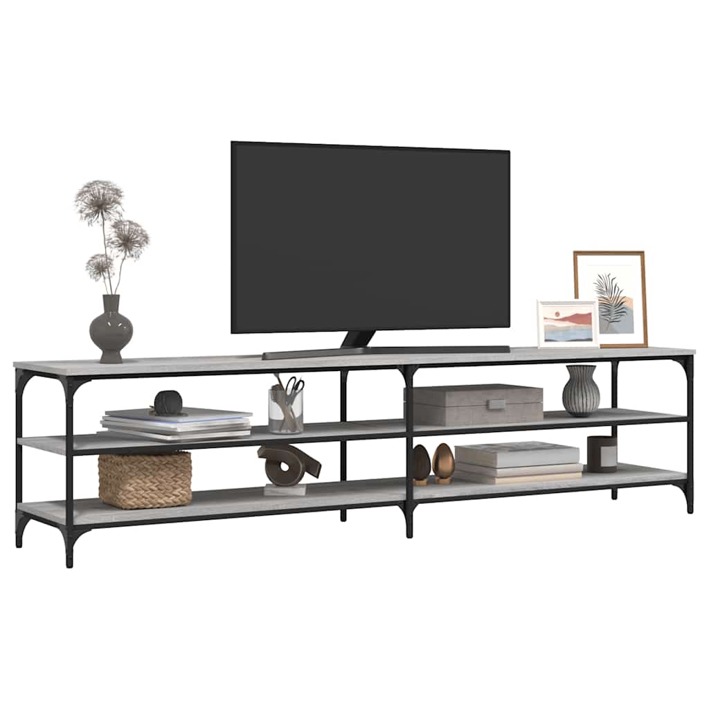 vidaXL TV Cabinet Grey Sonoma 200x30x50 cm Engineered Wood and Metal