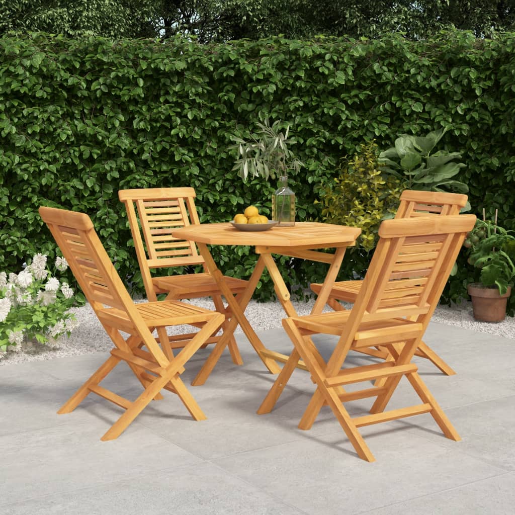 vidaXL 5 Piece Garden Dining Set Solid Wood Teak
