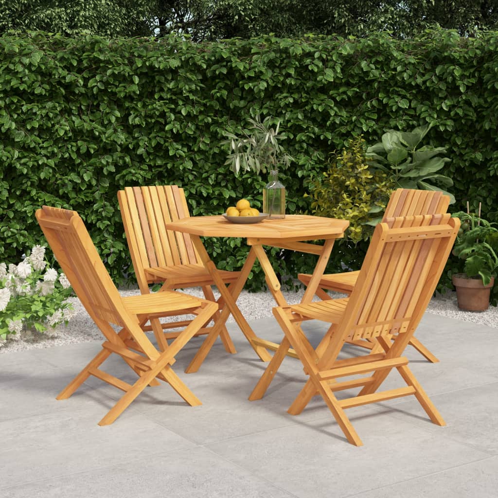 vidaXL Garden Dining Set | Natural Wood | Solid teak wood | Medium | Foldable