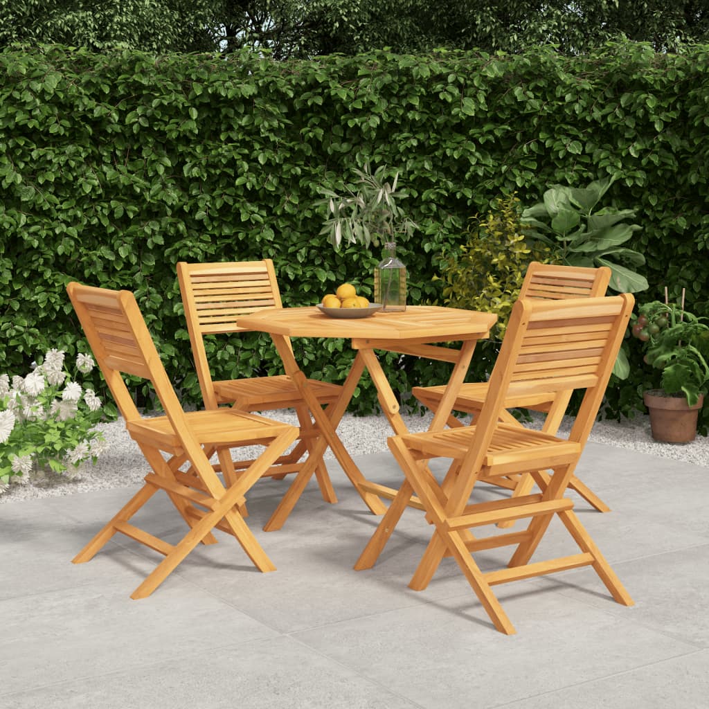 vidaXL Garden Dining Set | Natural Teak | Solid Teak Wood | 5 Piece Set