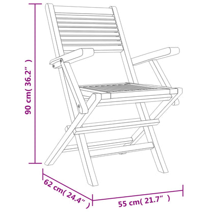 vidaXL Garden Dining Set | Teak | Solid teak wood | Small | Foldable
