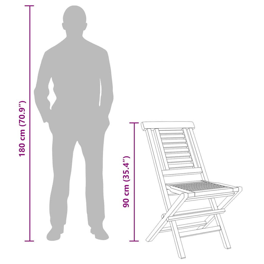 vidaXL Folding Garden Chair | Set of 6 | Teak wood | Solid teak wood | Standard