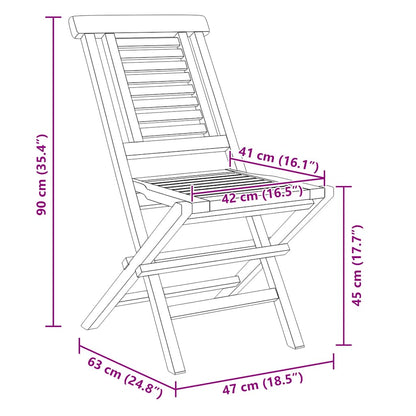 vidaXL Folding Garden Chair | Set of 8 | Teak | Solid teak wood | Medium