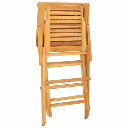 vidaXL Folding Garden Chair | Set of 4 | Natural Teak | Solid Teak Wood