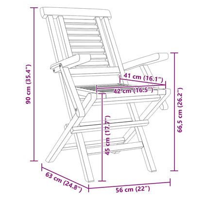 vidaXL Folding Garden Chair | Set of 4 | Natural Teak | Solid Teak Wood